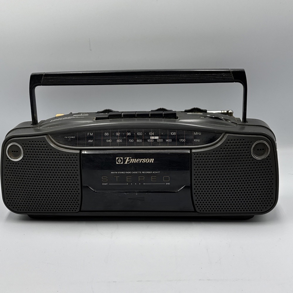 Vintage Emerson Am/fm Stereo Radio Cassette Recorder AC2411T Tested Not Working
